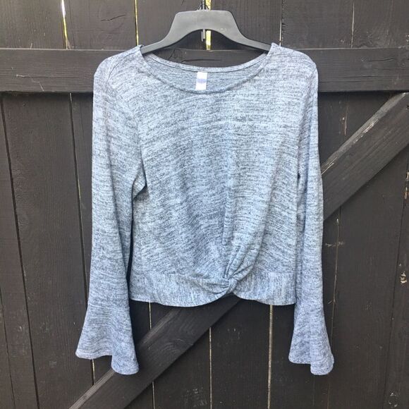 Gray Knotted Bell Sleeve Sweater-Size L - Picture 1 of 3